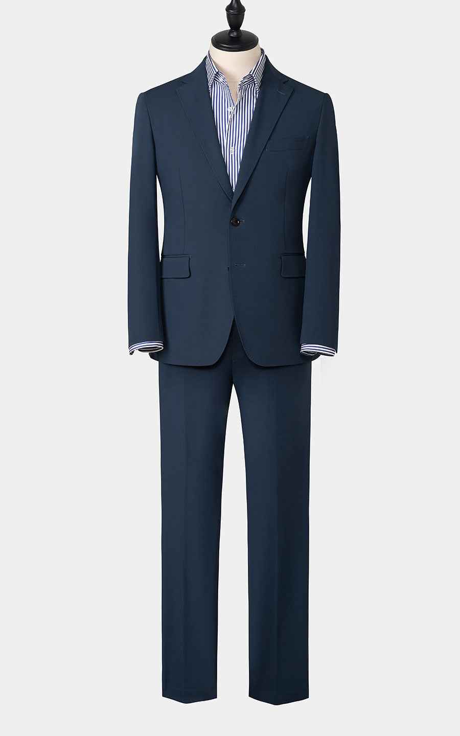 Men's Navy Wool Custom Suits - Tailored Business Formal