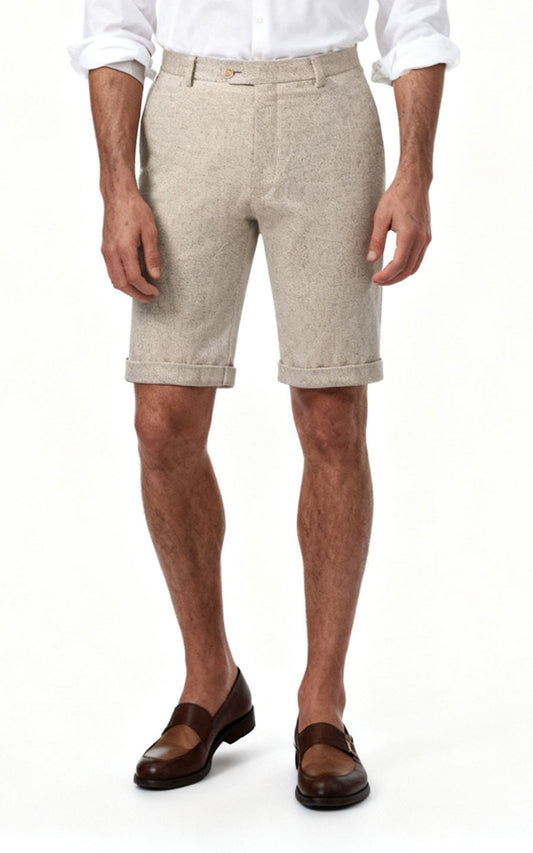 Custom Organic Beige Herringbone Suit Pants - Tailored Fit