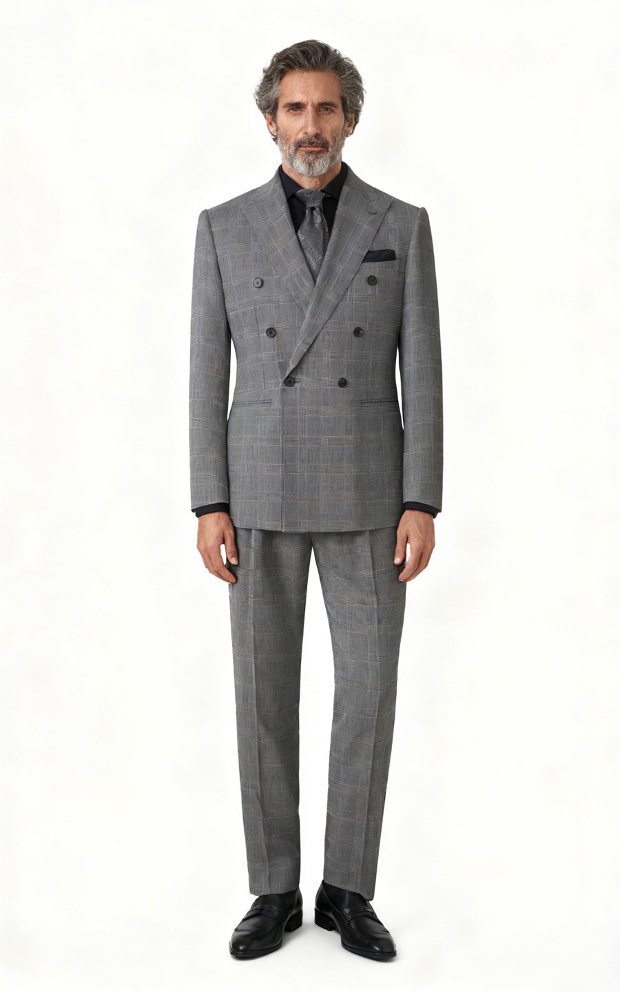 Dark Grey Checkered Bespoke Suit - Custom Tailored