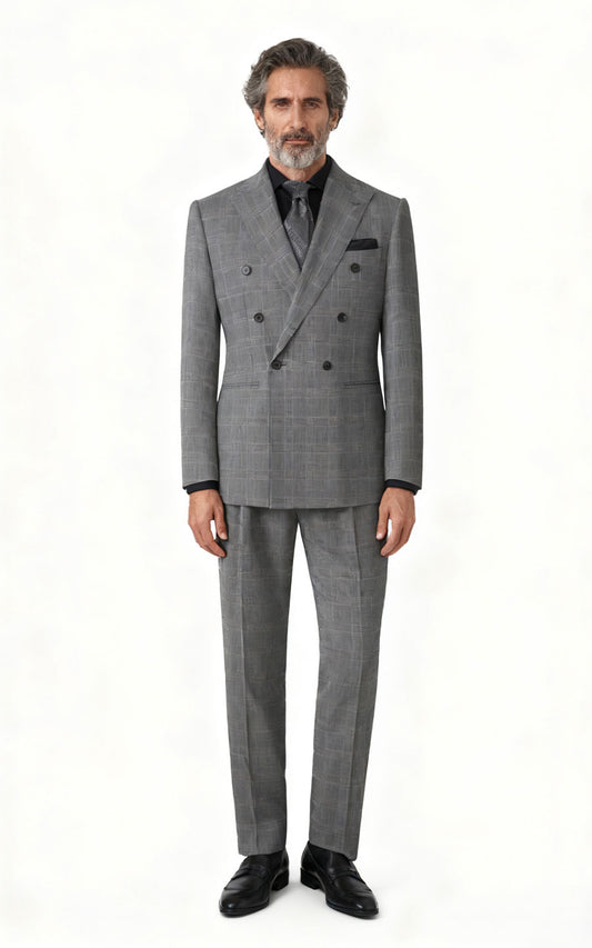 Dark Grey Checkered Bespoke Suit - Custom Tailored