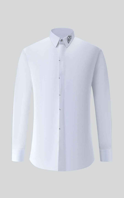 Men's Shirts White Shirt Custom Collar Embroidery - Premium
