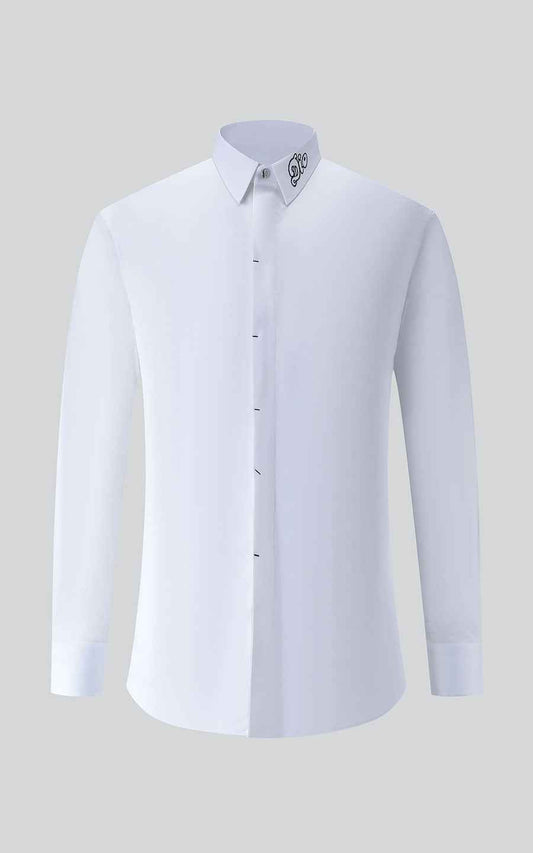 Men's Shirts White Shirt Custom Collar Embroidery - Premium