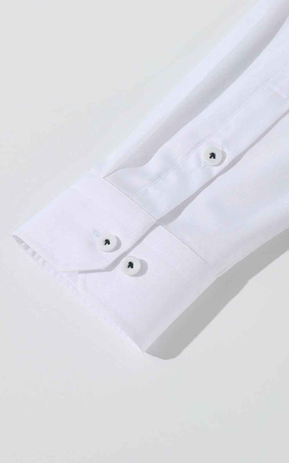 Custom Shirt White Black Embroidery - Tailored Fit