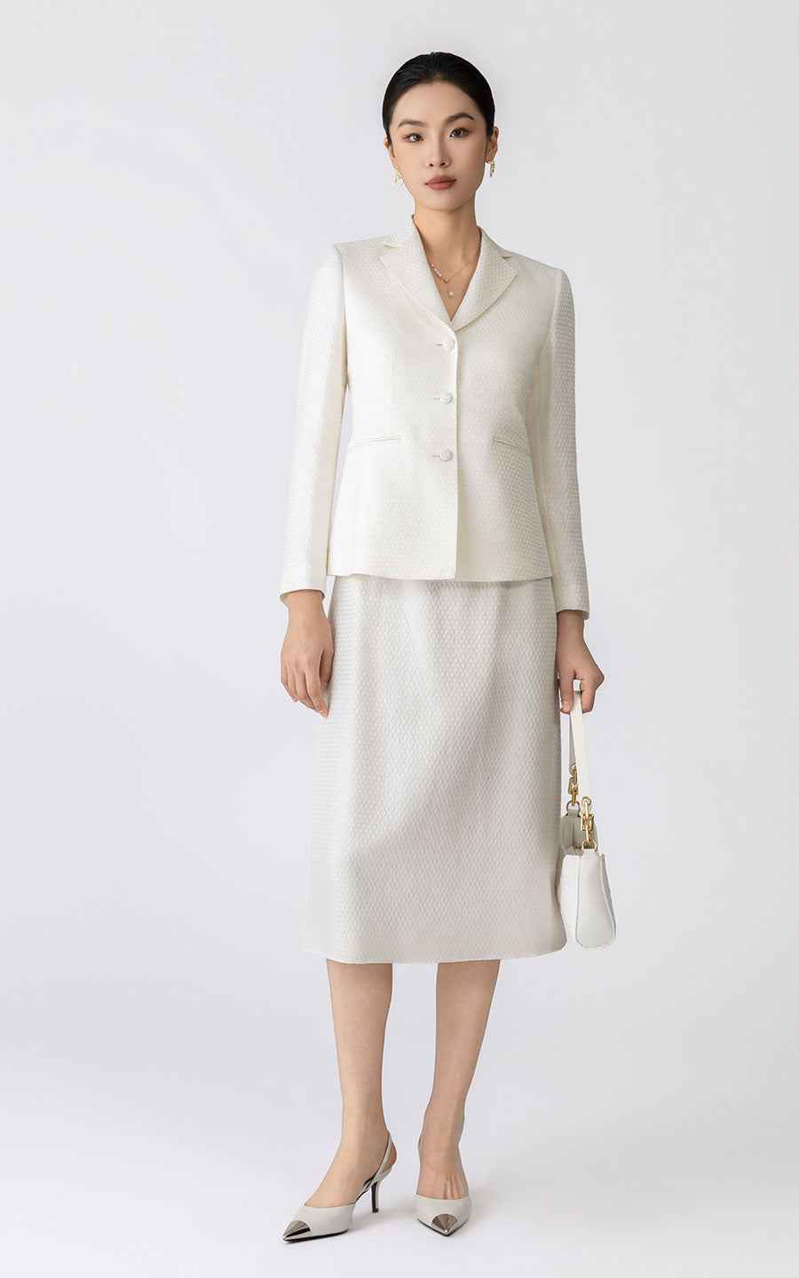 Elegant White Blazer Suit Set - Professional Chic