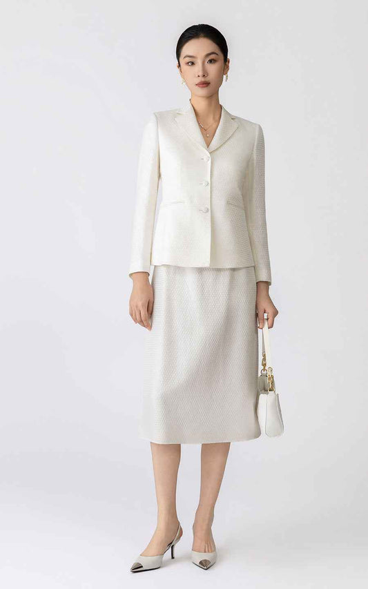 Elegant White Blazer Suit Set - Professional Chic