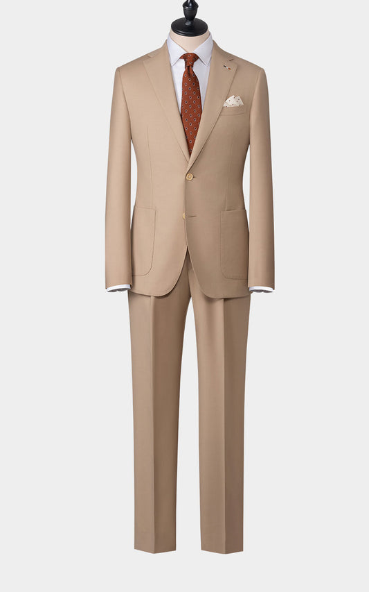 Custom Khaki Twill Business Suit - Men's Formal Wear