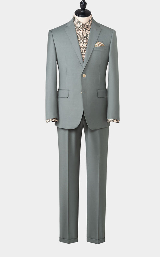 Light Green Twill Custom Suit - Business Formal Wear