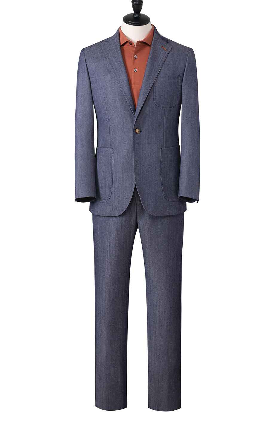 Men's Online Suit custom Gray-Blue Wool Business Suit Set