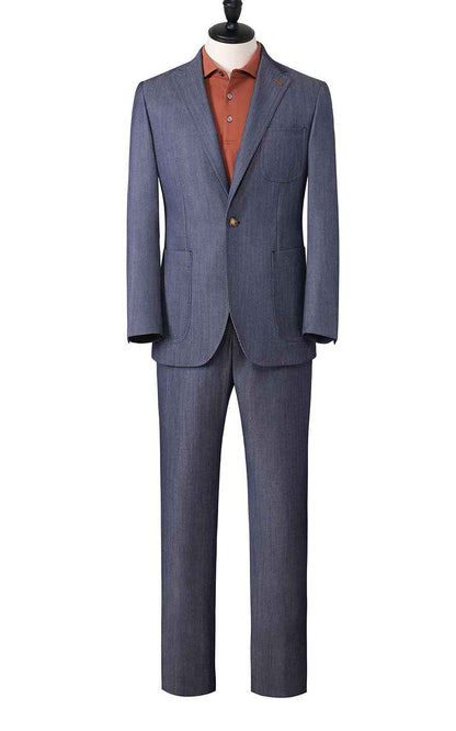 Men's Online Suit custom Gray-Blue Wool Business Suit Set