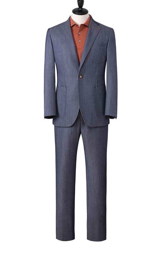 Men's Online Suit custom Gray-Blue Wool Business Suit Set