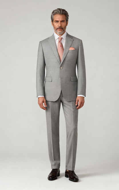 Light Grey Satin Premium Custom Suit - Tailored