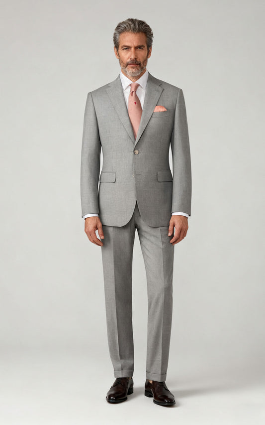 Light Grey Satin Premium Custom Suit - Tailored