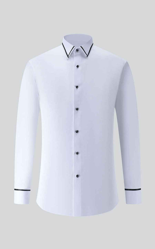 Custom Black & White Elegant Men's Dress Shirt