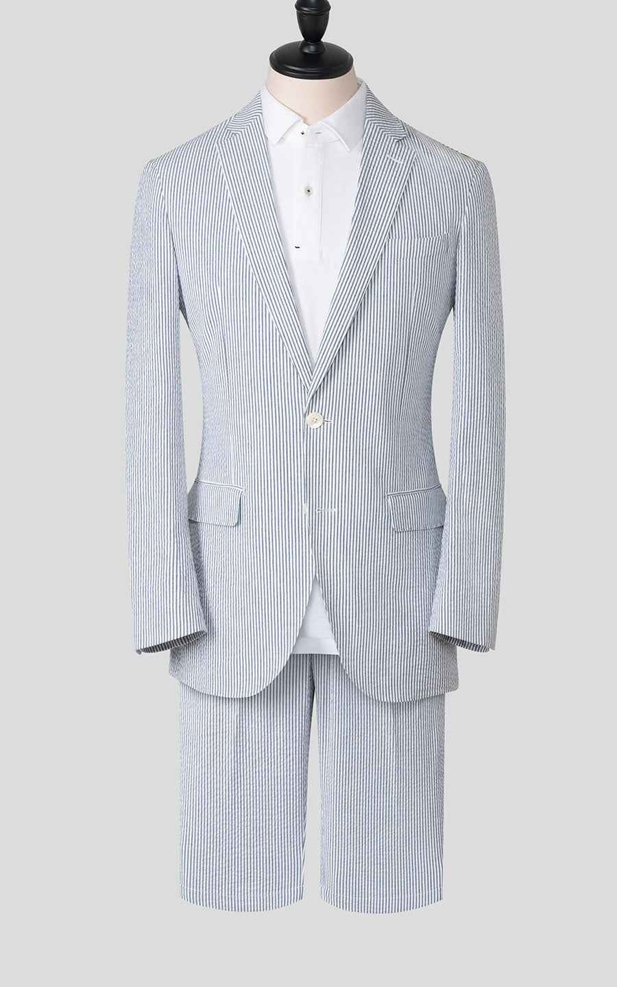 Light Gray Striped Casual Suit Set - Tailor Made