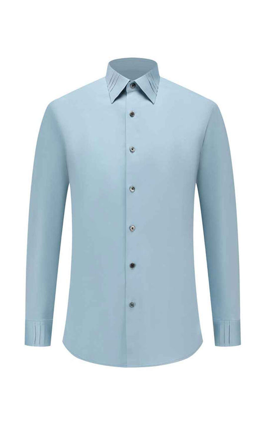 Men's Cyan Twill Long Sleeve Custom Shirt