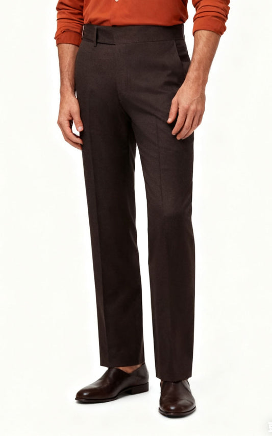 Dark Brown Twill Customize Casual Pants - Comfort Style