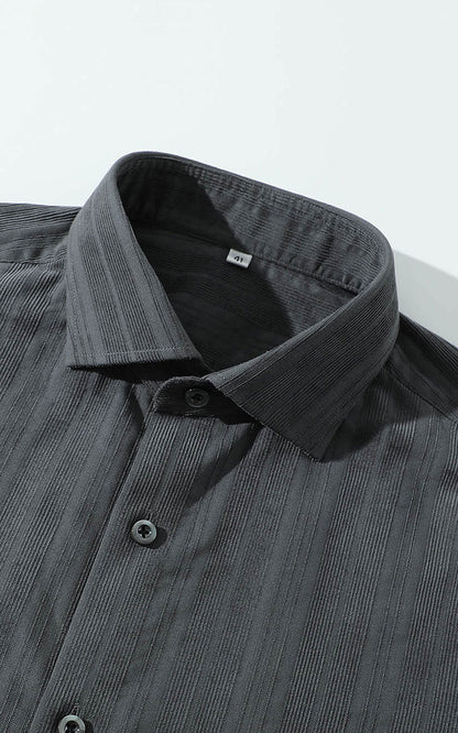 Dark gray dress shirt front - anti-wrinkle cotton