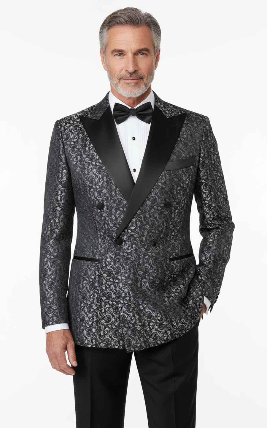 Double-breasted men's black tailcoat suit Coat