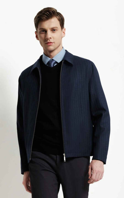 Premium Navy Blue Casual Slim Fit Men's Custom Jacket