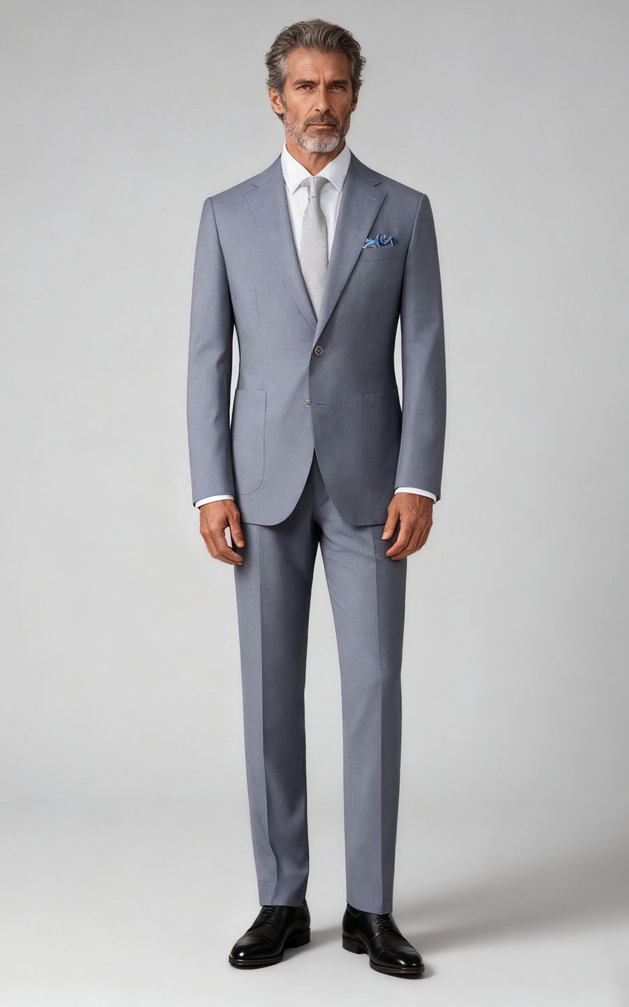 Custom Light Haze Blue Tailored Suit - Premium Online