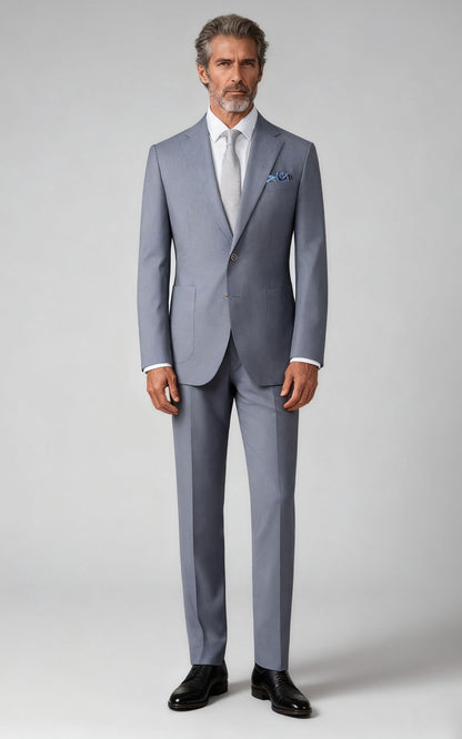 Custom Light Haze Blue Tailored Suit - Premium Online