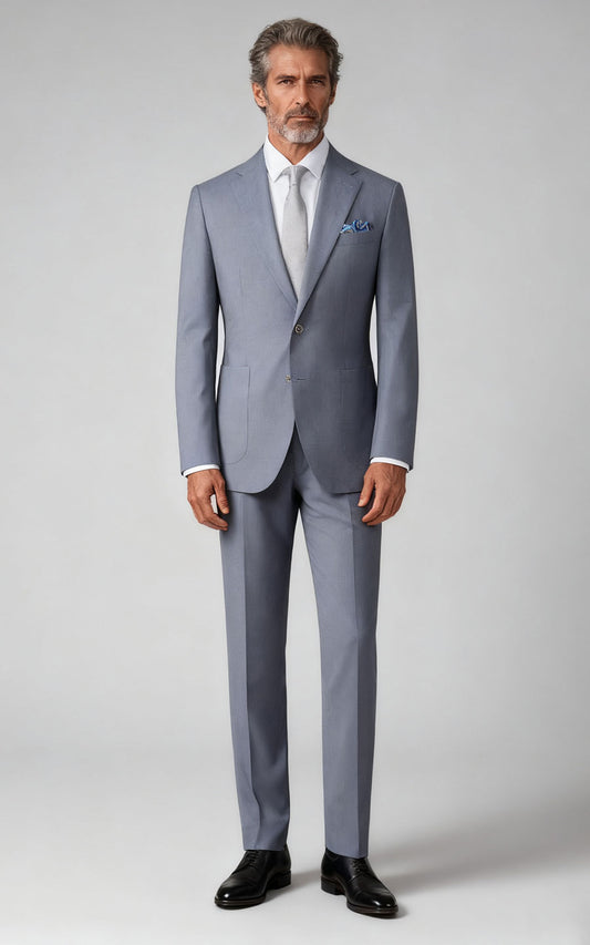 Custom Light Haze Blue Tailored Suit - Premium Online
