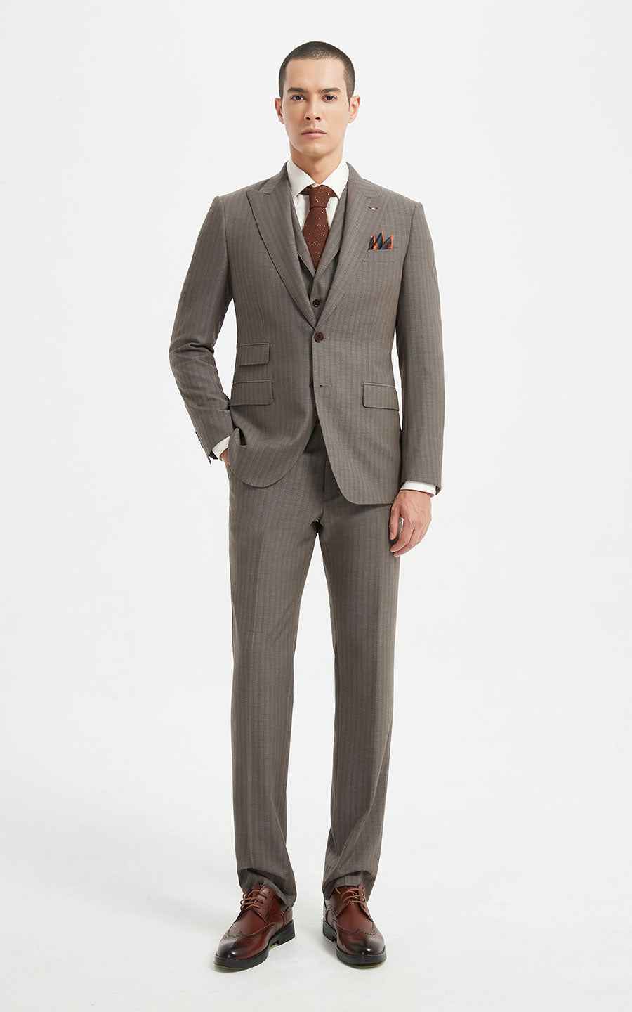 Men's Grey Suit Slim Fit Business Formal Classic