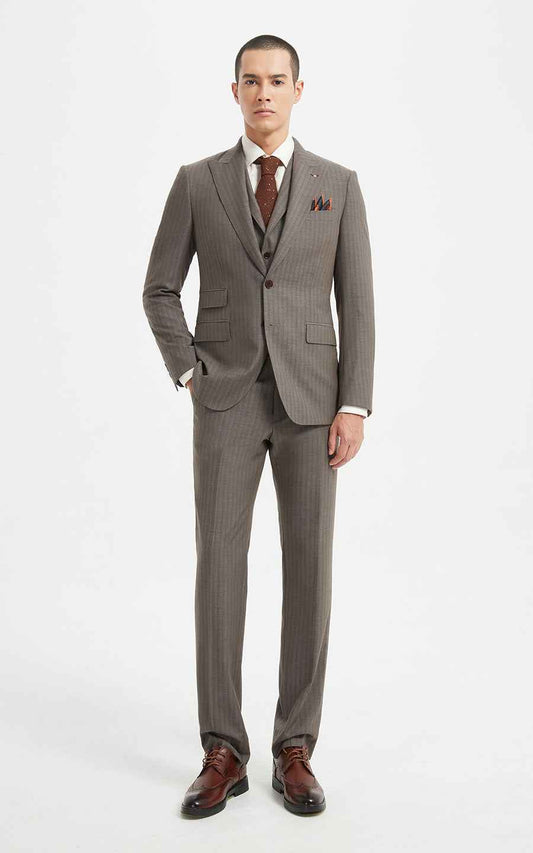 Men's Grey Suit Slim Fit Business Formal Classic
