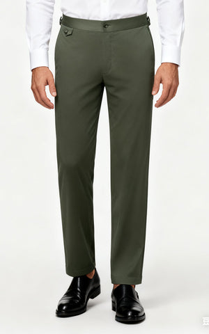 Custom Dark Olive Wool Pants Men Trousers Business Formal Wear | WIAI Custom Suits - Main View