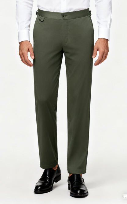 Dark Olive Wool Suit Pants - Premium Men's Trousers