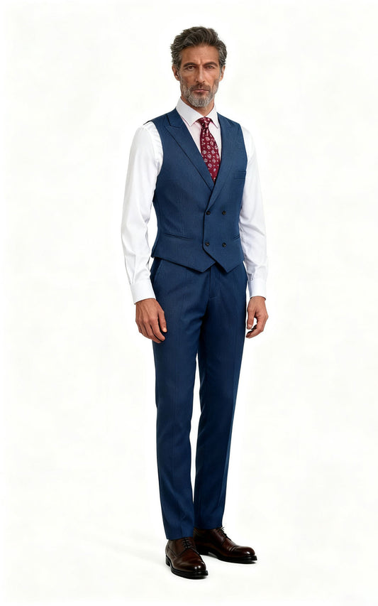 Custom Deep Sea Blue Velvet Vest Tailored Fit