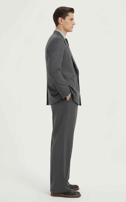 Men's Classic Gray Business Suit - Two Piece Professional Formal Wear