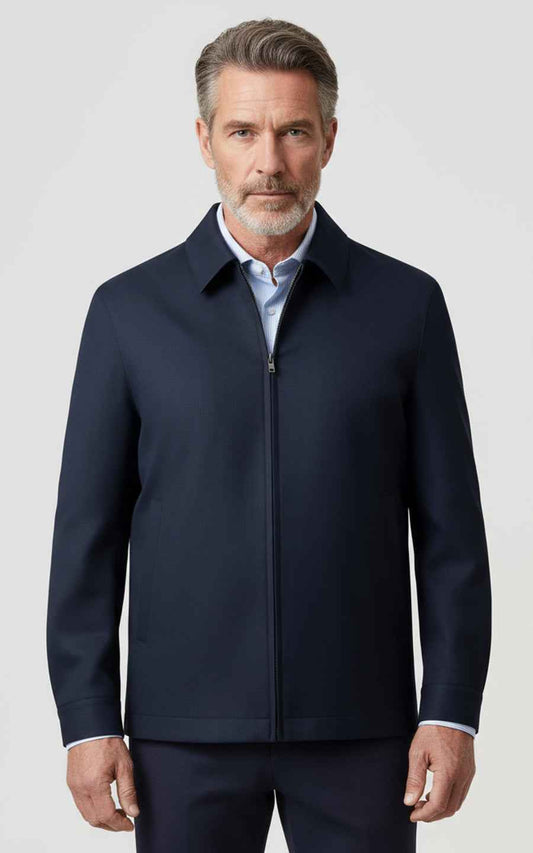 Casual and versatile navy blue custom men's jacket