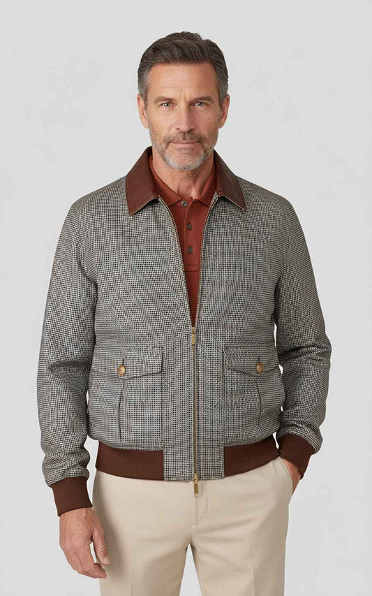 Custom brown plaid jacket for men casual coat