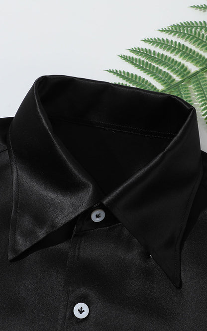 Men's Black Tailored Dress Shirt - Business Professional