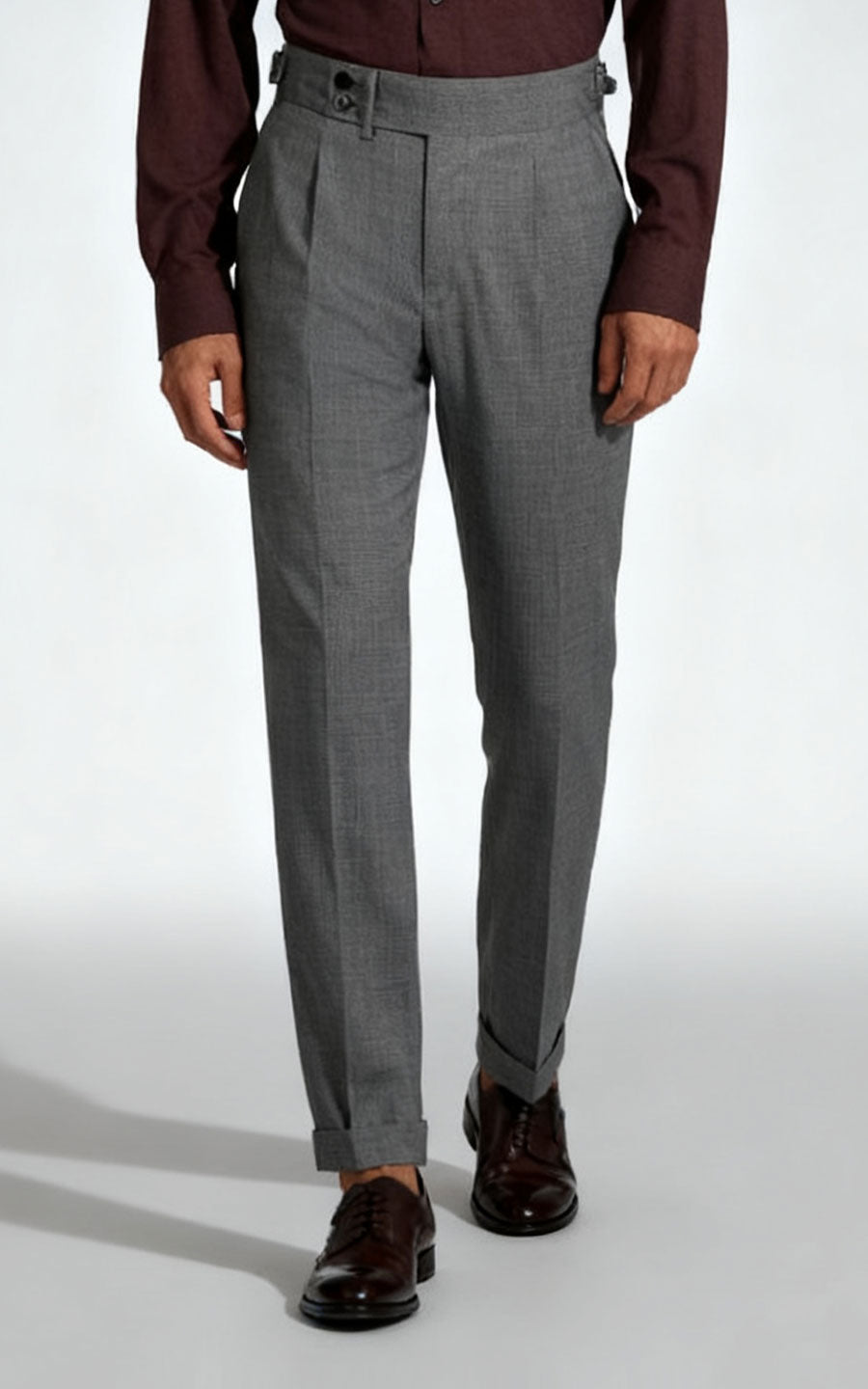 Grey Floral Textured Suit Pants - Premium Tailored Fit