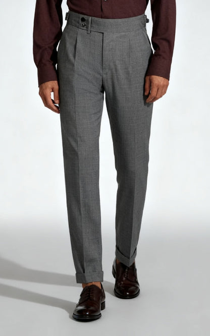 Grey Floral Textured Suit Pants - Premium Tailored Fit
