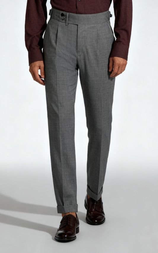 Grey Floral Textured Suit Pants - Premium Tailored Fit