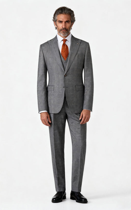 Gray Check Custom Suit - Tailored Business Formal Wear