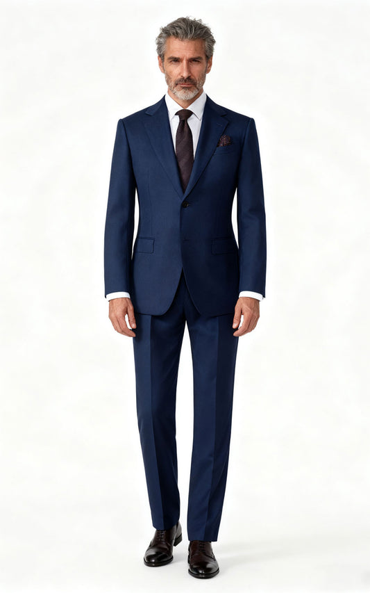 Men's Dark Blue Notch Lapel Business Suit - Custom