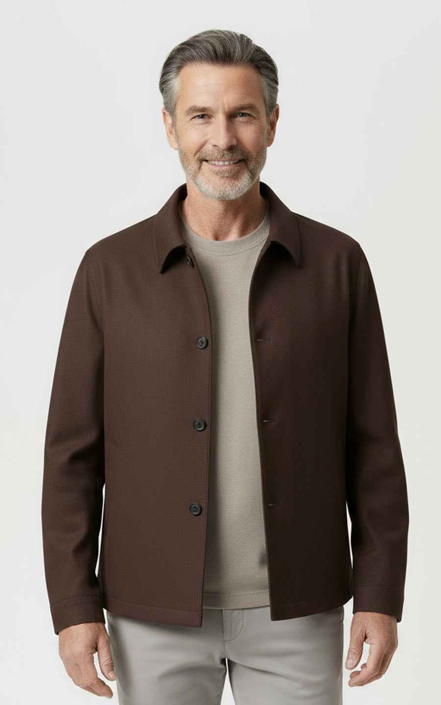 Brown slim fit men's custom casual jacket coat