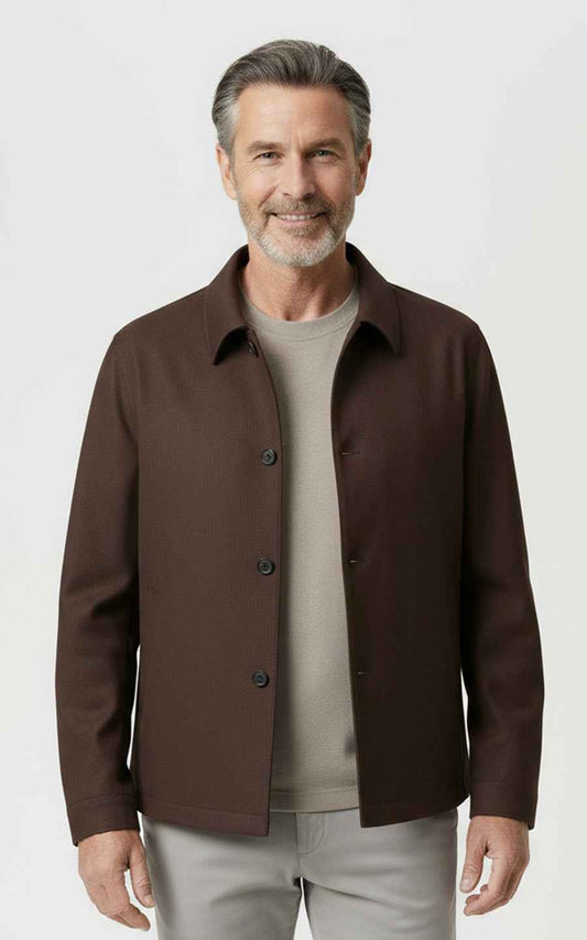 Brown slim fit men's custom casual jacket coat