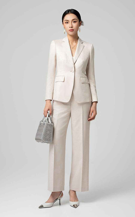 Chic Beige Blazer Suit Set - Modern Professional