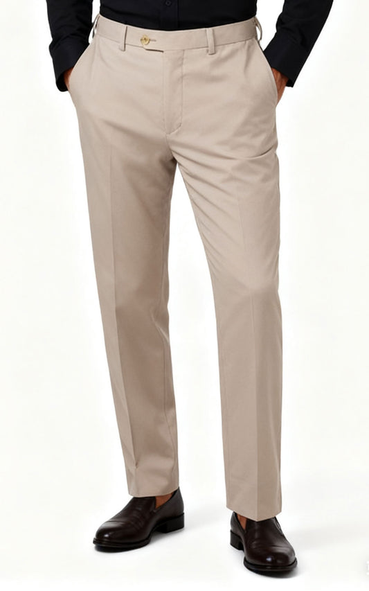Custom Pants Beige High Elastic Suit Pants - Tailored Fit