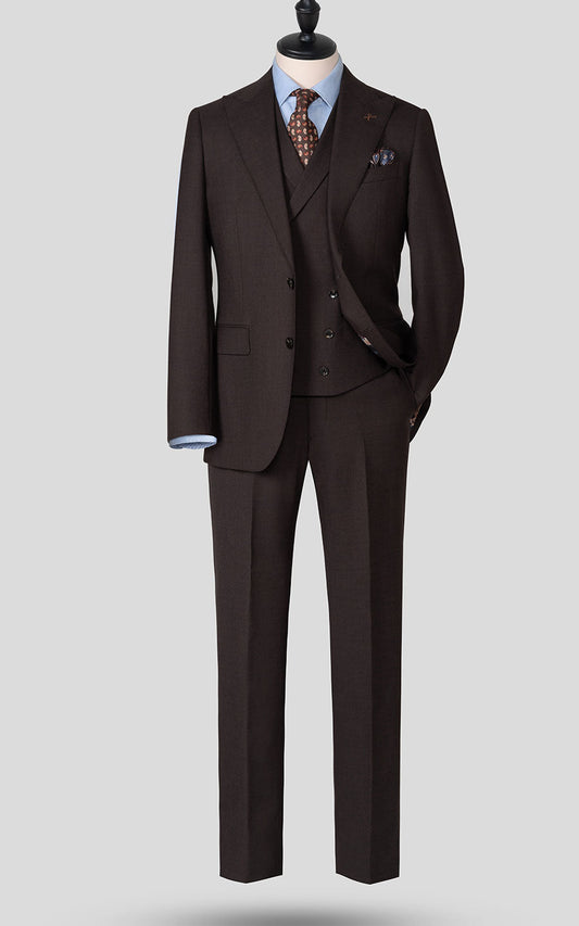 Brown twill custom tailored suit bespoke menswear