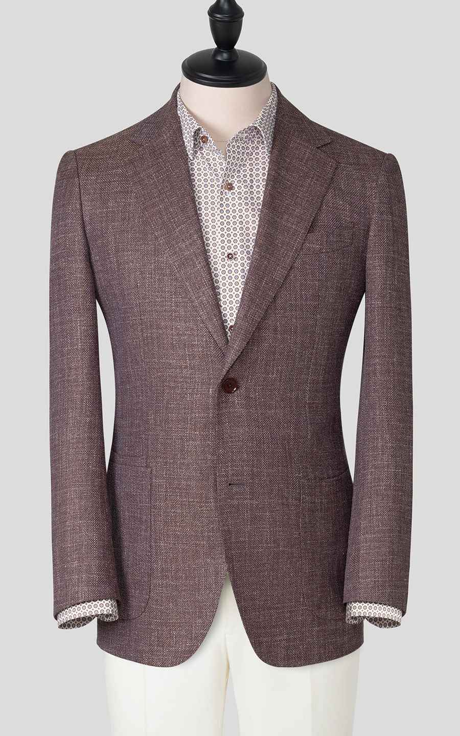 Suit Custom Dark Brown Wool Textured Men's Casual Suit