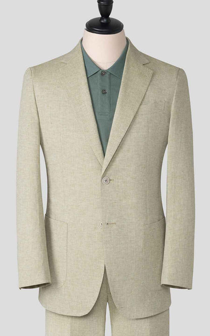 mens custom suits Khaki Linen Men's Casual Suit Set - Bespoke Fit