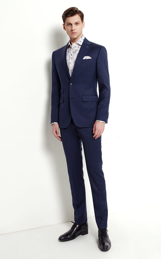 Blue Custom Suit Set Men Slim Fit Business Formal Wear