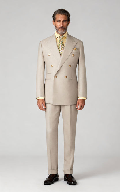 Light Khaki Custom Tailored Business Suit - Premium Fit