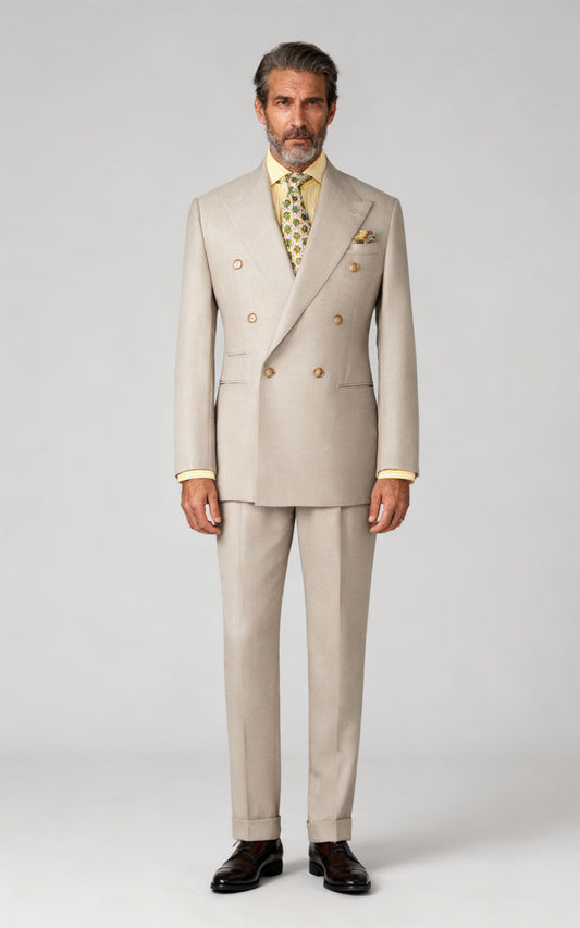 Light Khaki Custom Tailored Business Suit - Premium Fit